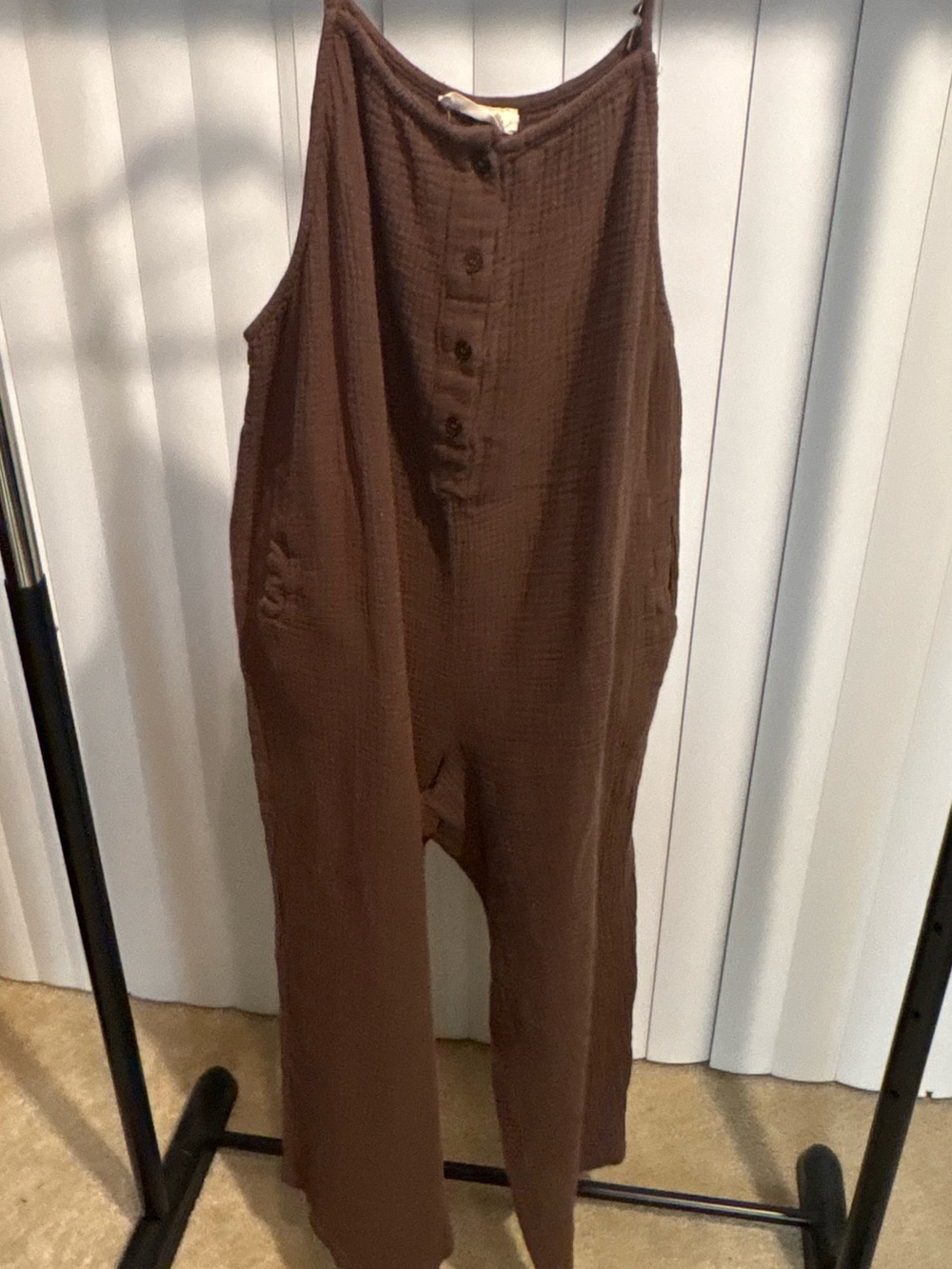 Millibon Chocolate Brown Sleeveless Button-Front Jumpsuit